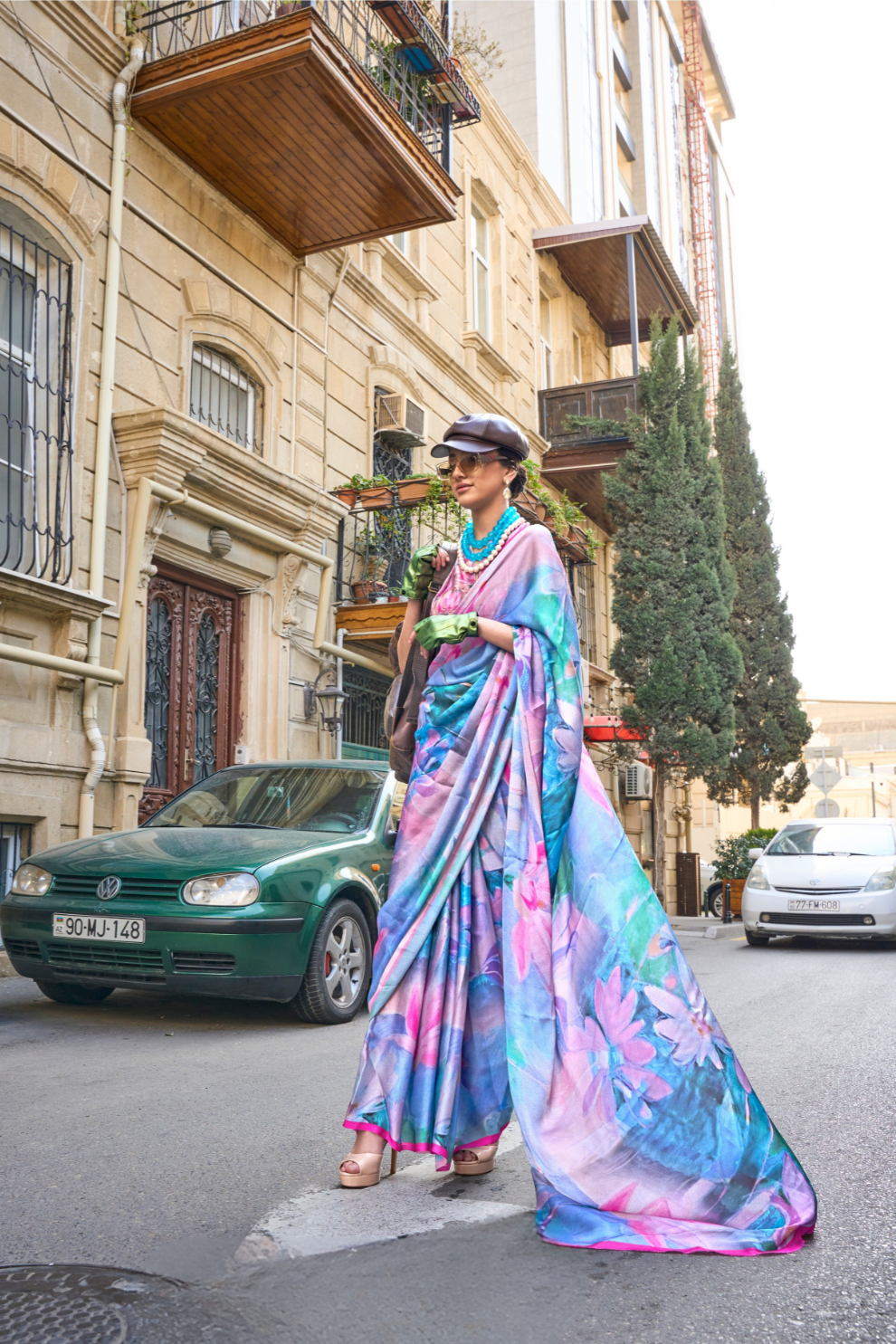 Casual Wear Satin Georgette Saree with Beautiful Digital Print