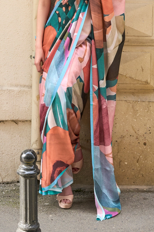 Casual Wear Satin Georgette Saree with Beautiful Digital Print