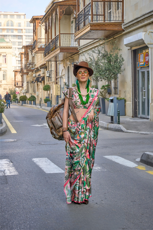 Casual Wear Satin Georgette Saree with Beautiful Digital Print