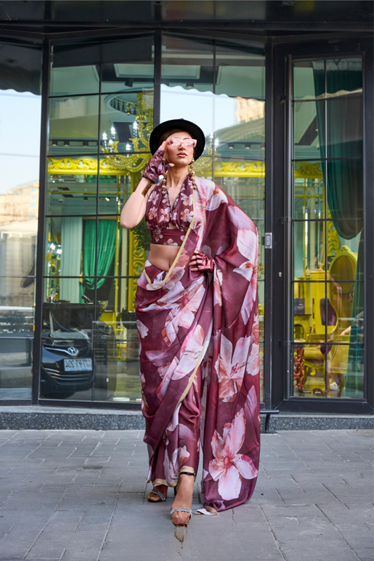 Casual Wear Satin Georgette Saree with Beautiful Digital Print