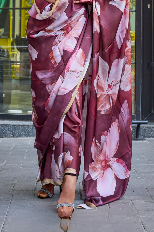 Casual Wear Satin Georgette Saree with Beautiful Digital Print