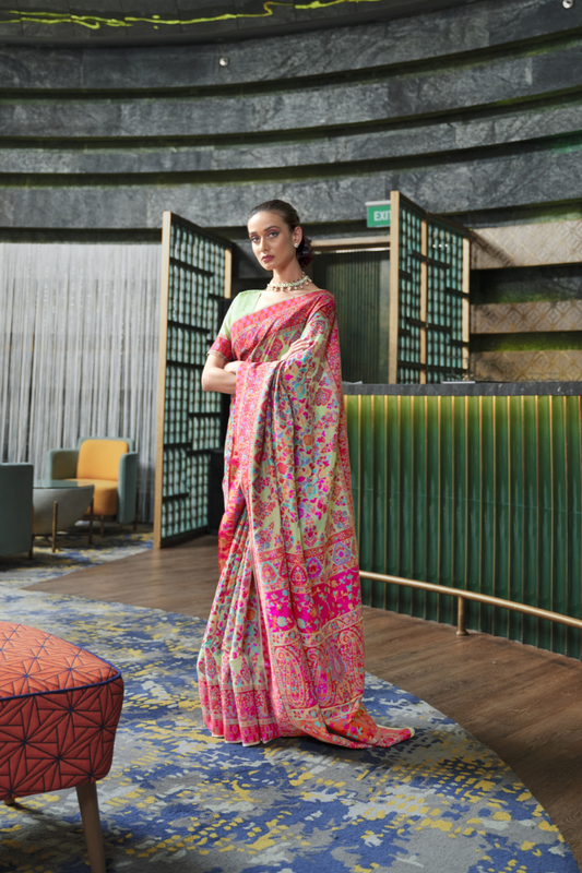 Elegant Kashmiri Kani Saree in Handloom Modal Silk