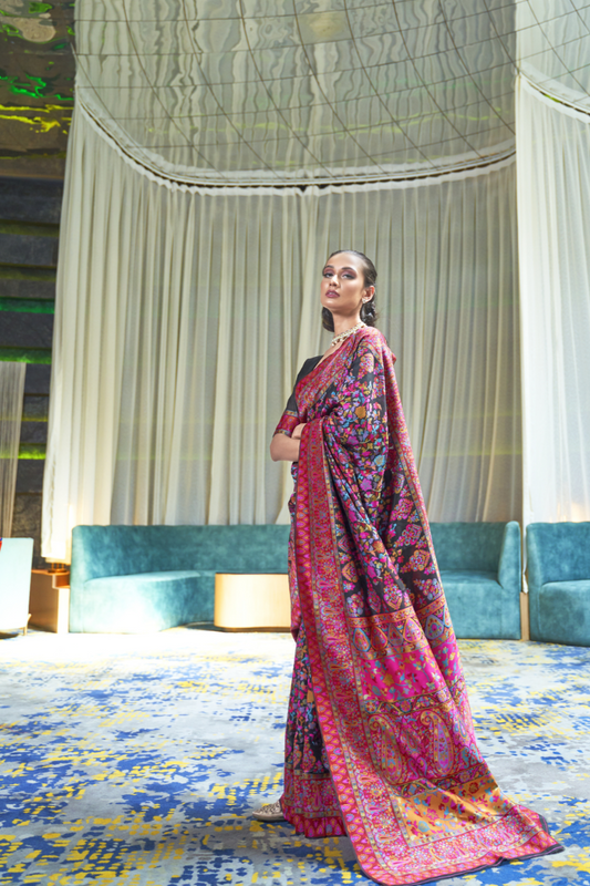 Elegant Kashmiri Kani Saree in Handloom Modal Silk