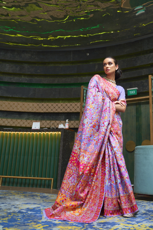 Elegant Kashmiri Kani Saree in Handloom Modal Silk
