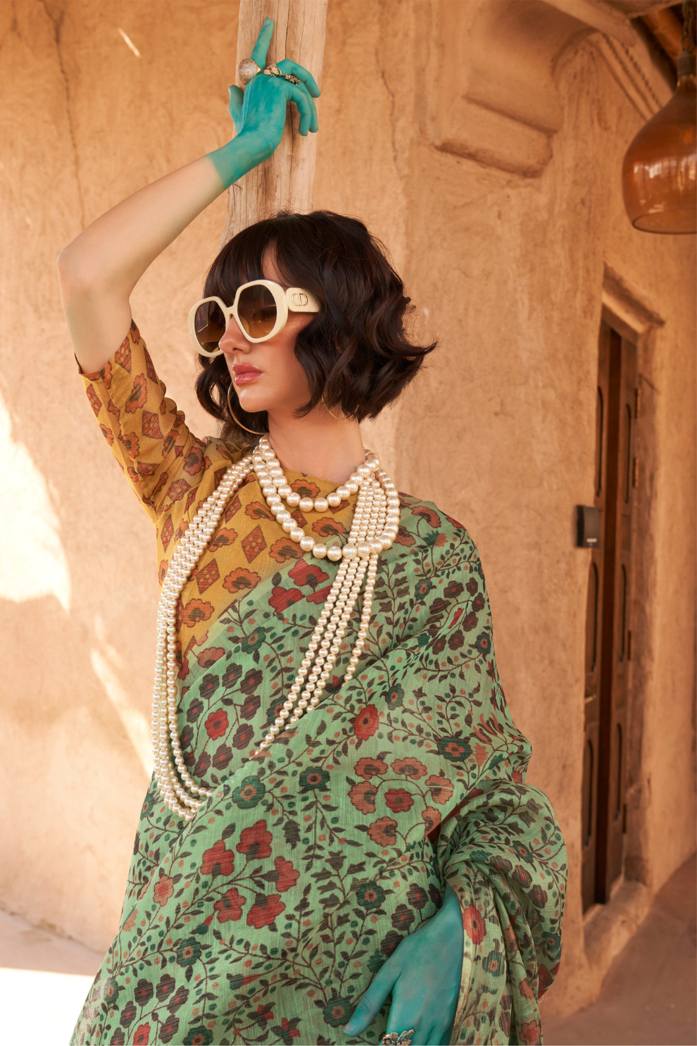 Digital Printed Tissue Silk Saree with Subtle Zari Shine