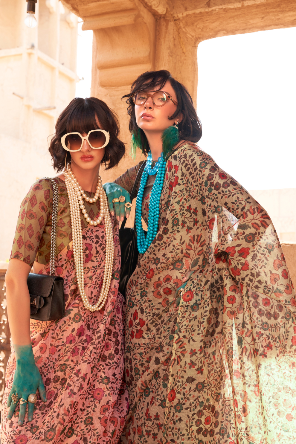 Digital Printed Tissue Silk Saree with Subtle Zari Shine