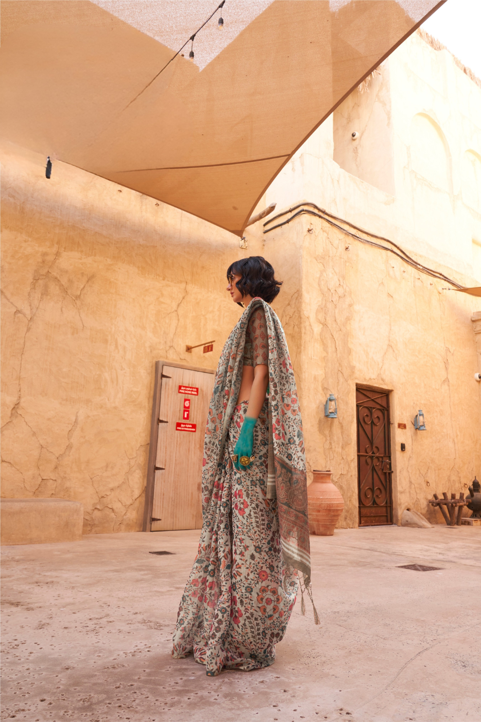 Digital Printed Tissue Silk Saree with Subtle Zari Shine