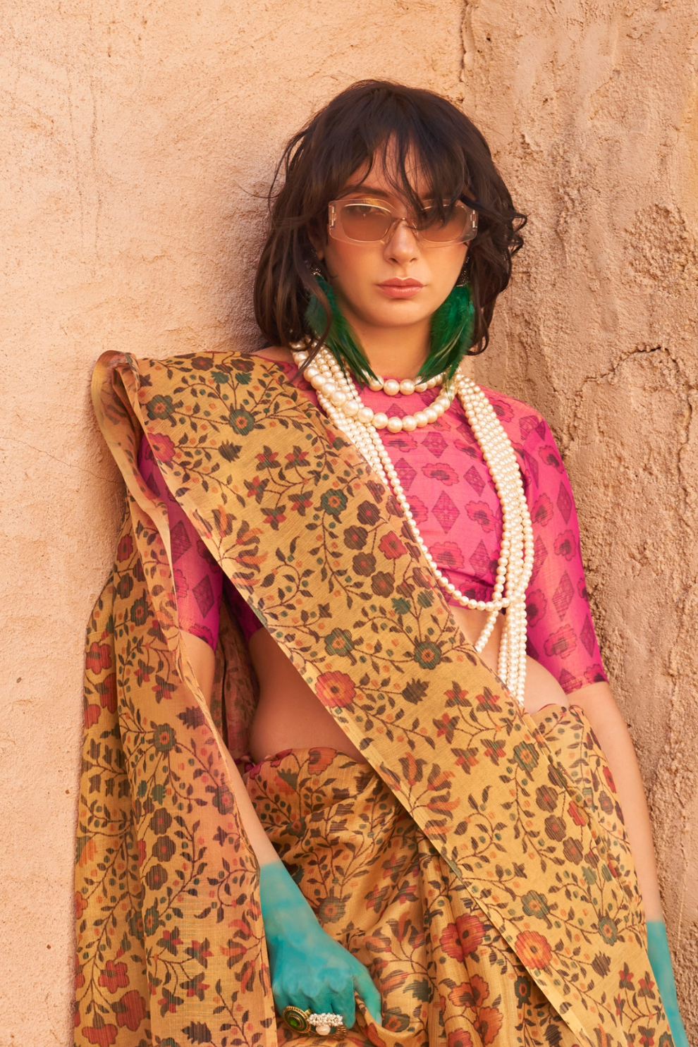 Digital Printed Tissue Silk Saree with Subtle Zari Shine