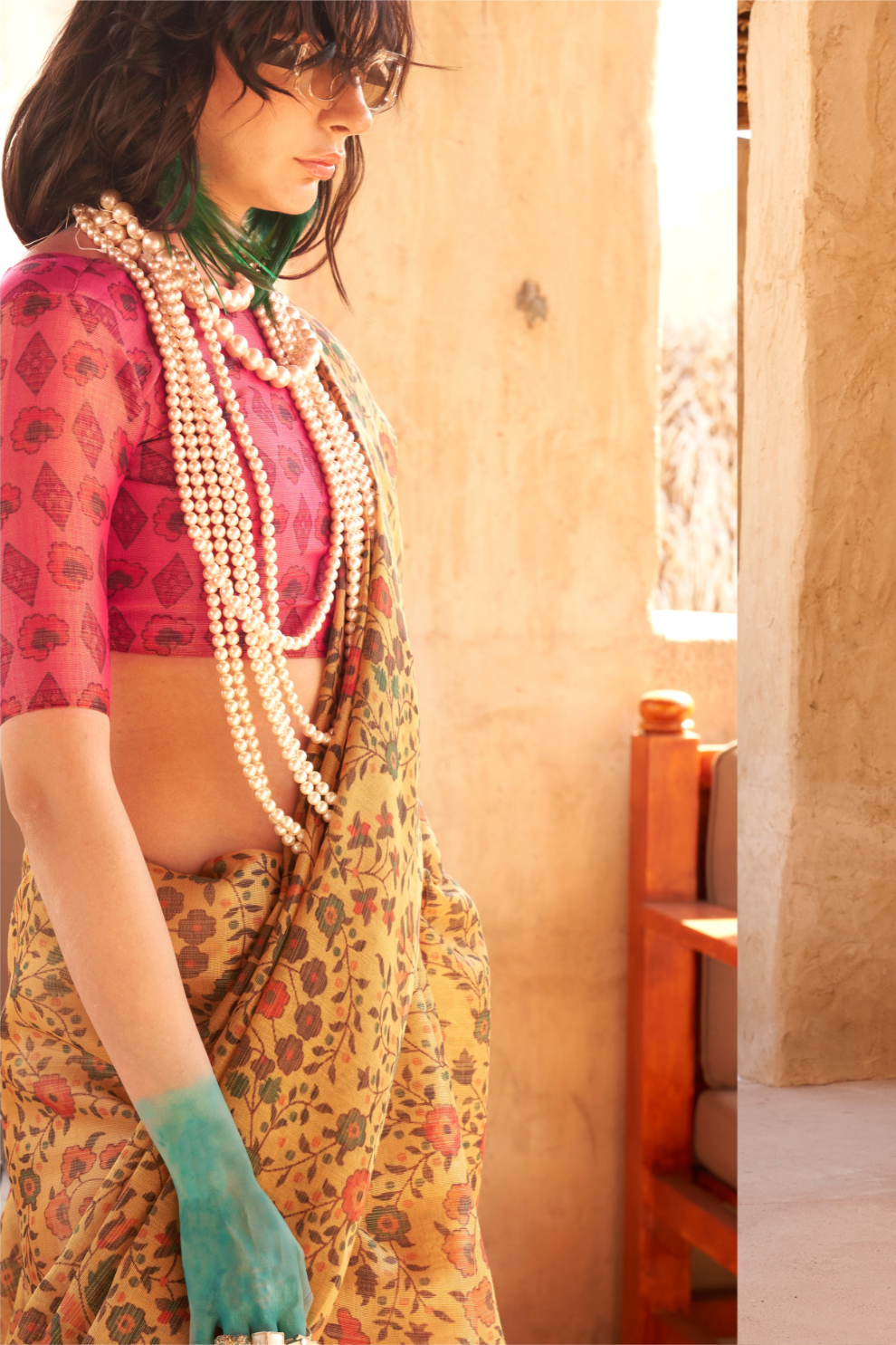 Digital Printed Tissue Silk Saree with Subtle Zari Shine