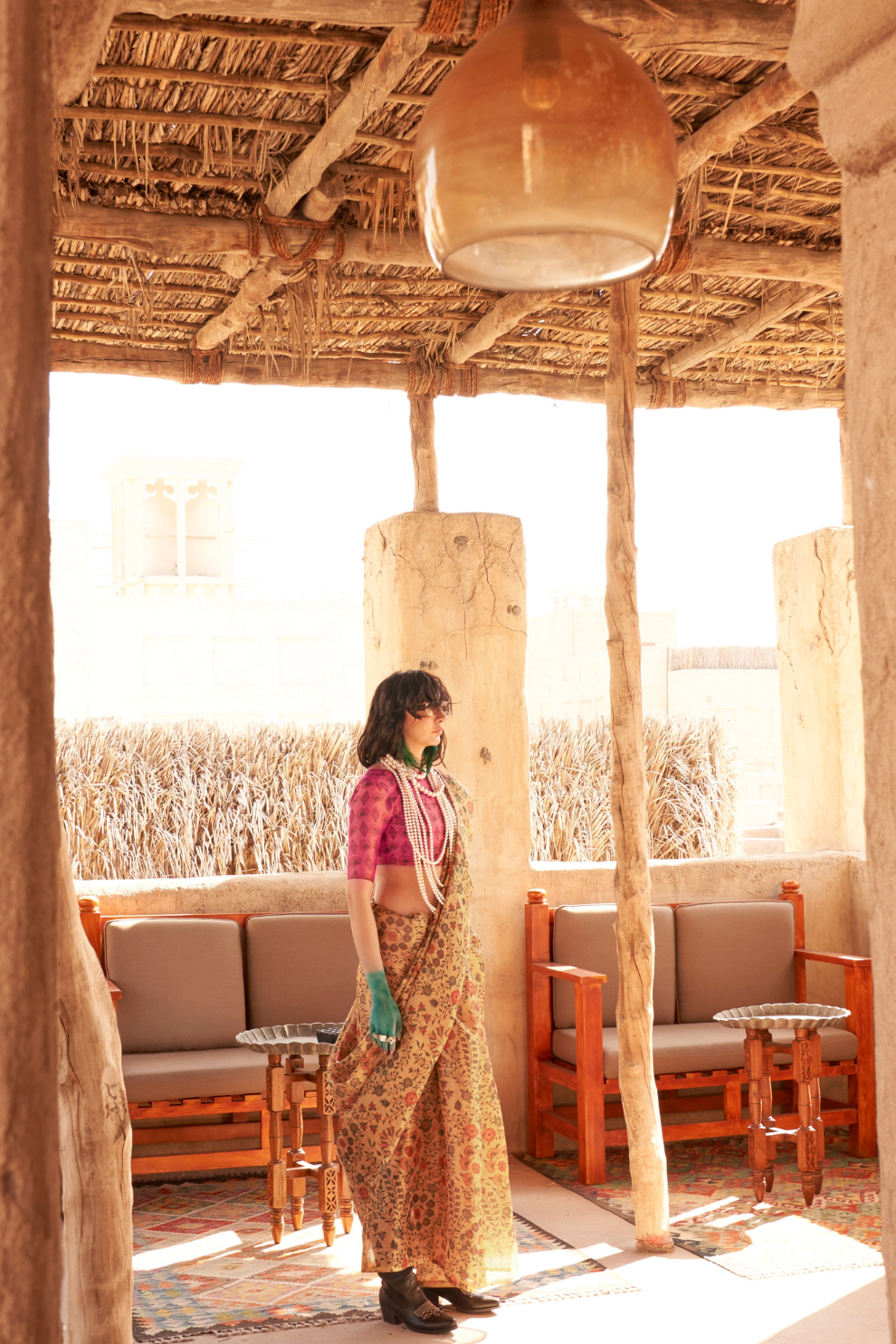 Digital Printed Tissue Silk Saree with Subtle Zari Shine