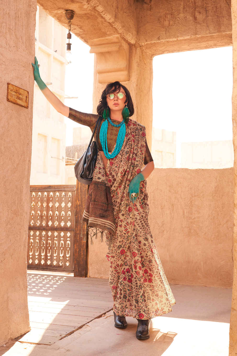 Digital Printed Tissue Silk Saree with Subtle Zari Shine