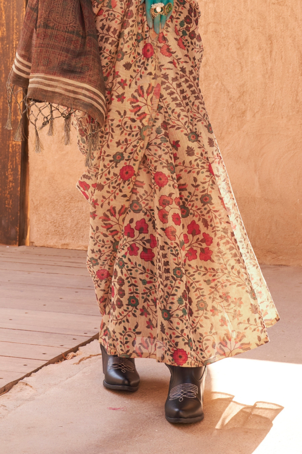 Digital Printed Tissue Silk Saree with Subtle Zari Shine