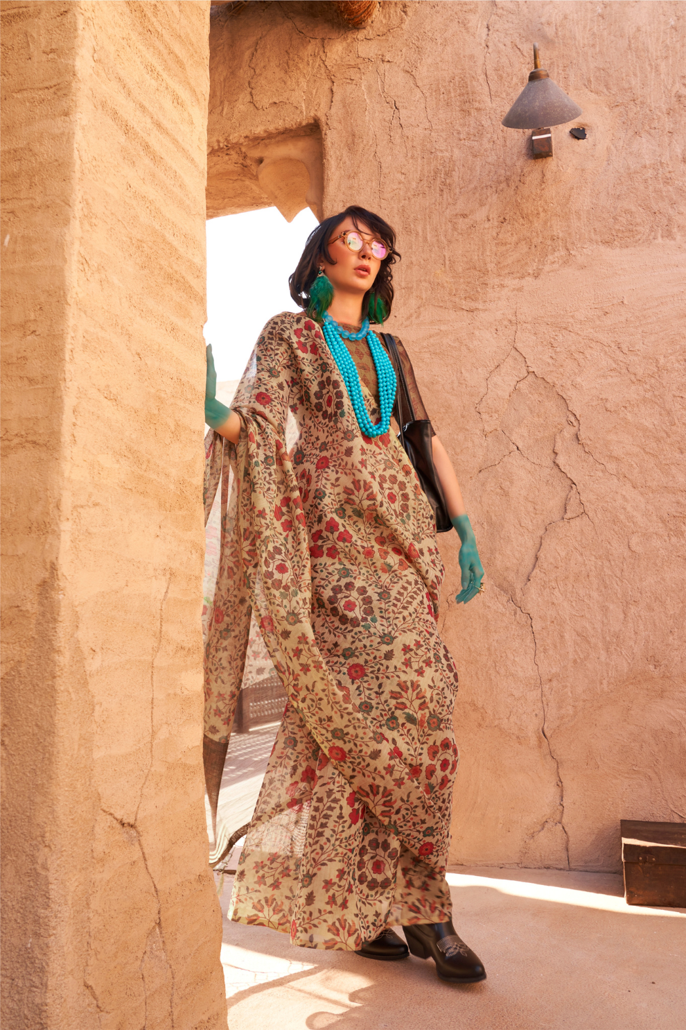 Digital Printed Tissue Silk Saree with Subtle Zari Shine