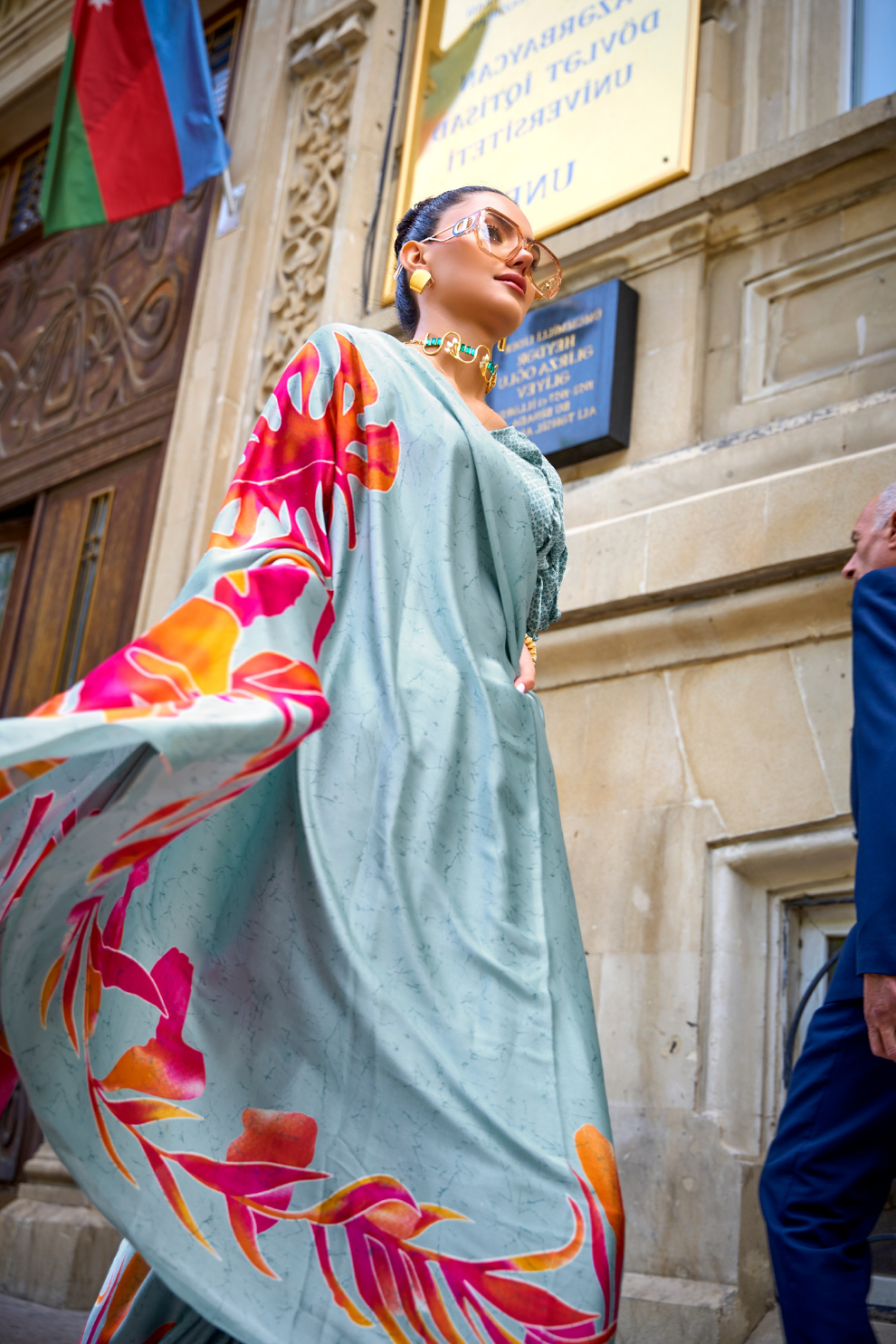 Printed Satin Creep Saree with Smooth Modern Style Finish