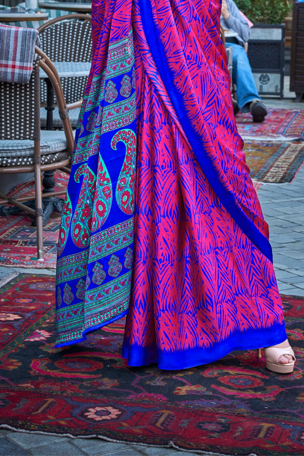 Printed Satin Crepe Saree with Soft Silky Fall and Shine