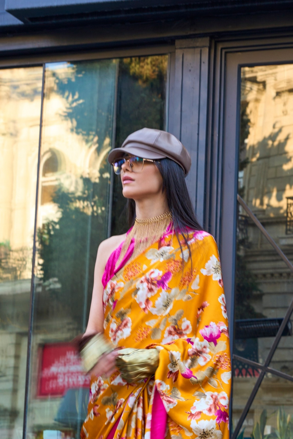 Printed Satin Crepe Saree with Soft Silky Fall and Shine