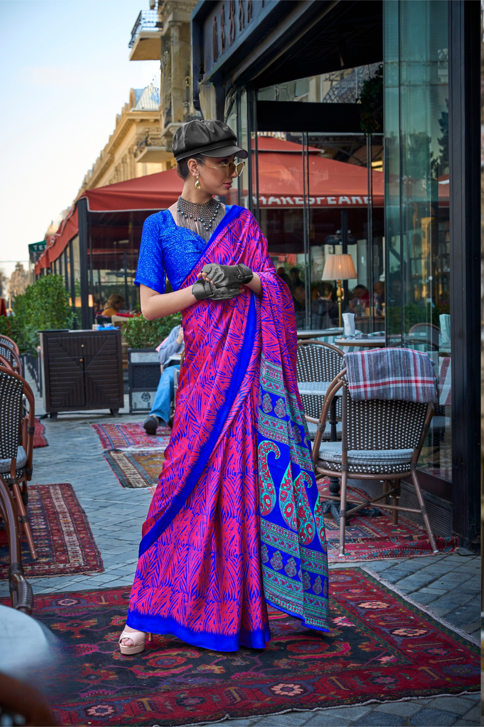 Printed Satin Crepe Saree with Soft Silky Fall and Shine