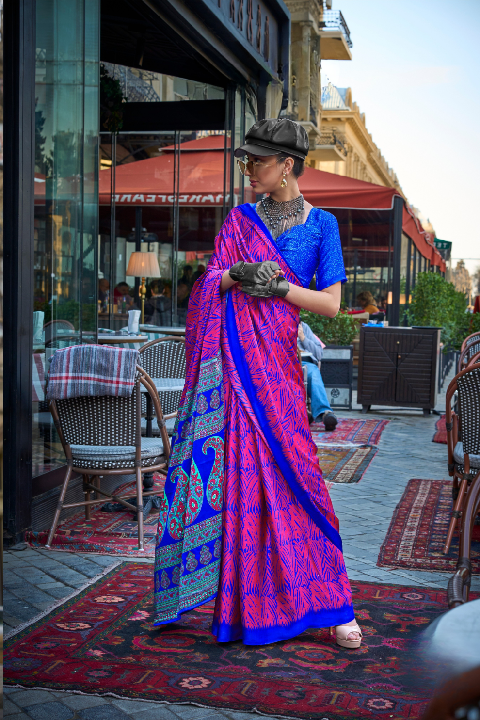 Printed Satin Crepe Saree with Soft Silky Fall and Shine