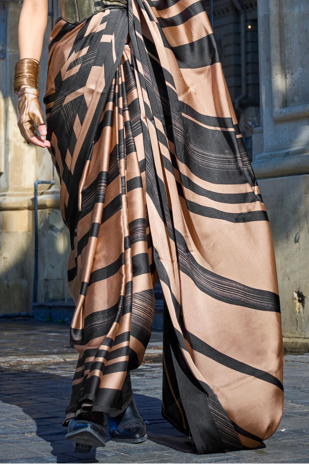 Printed Satin Crepe Saree with Soft Silky Fall and Shine