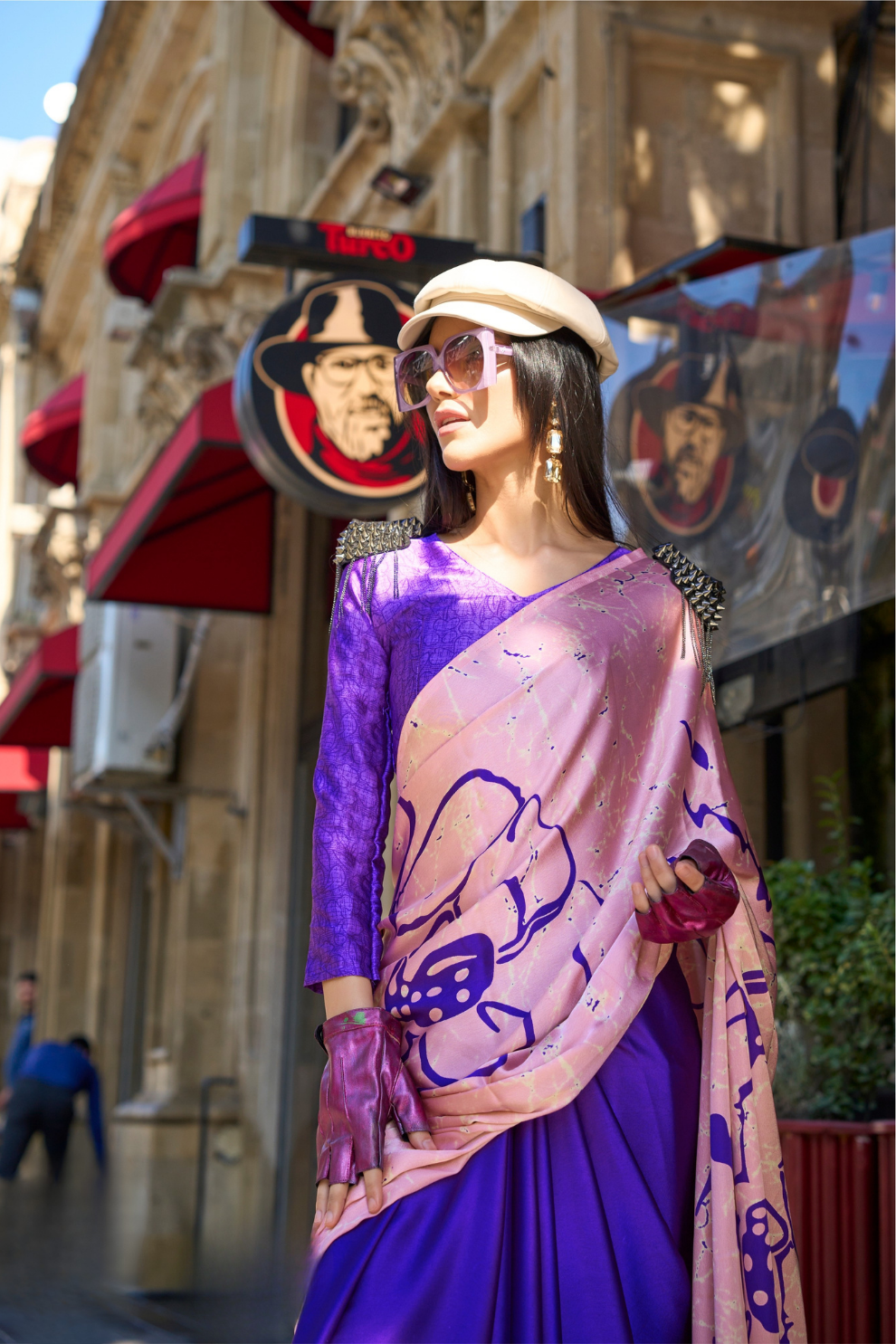 Printed Satin Crepe Saree with Soft Silky Fall and Shine