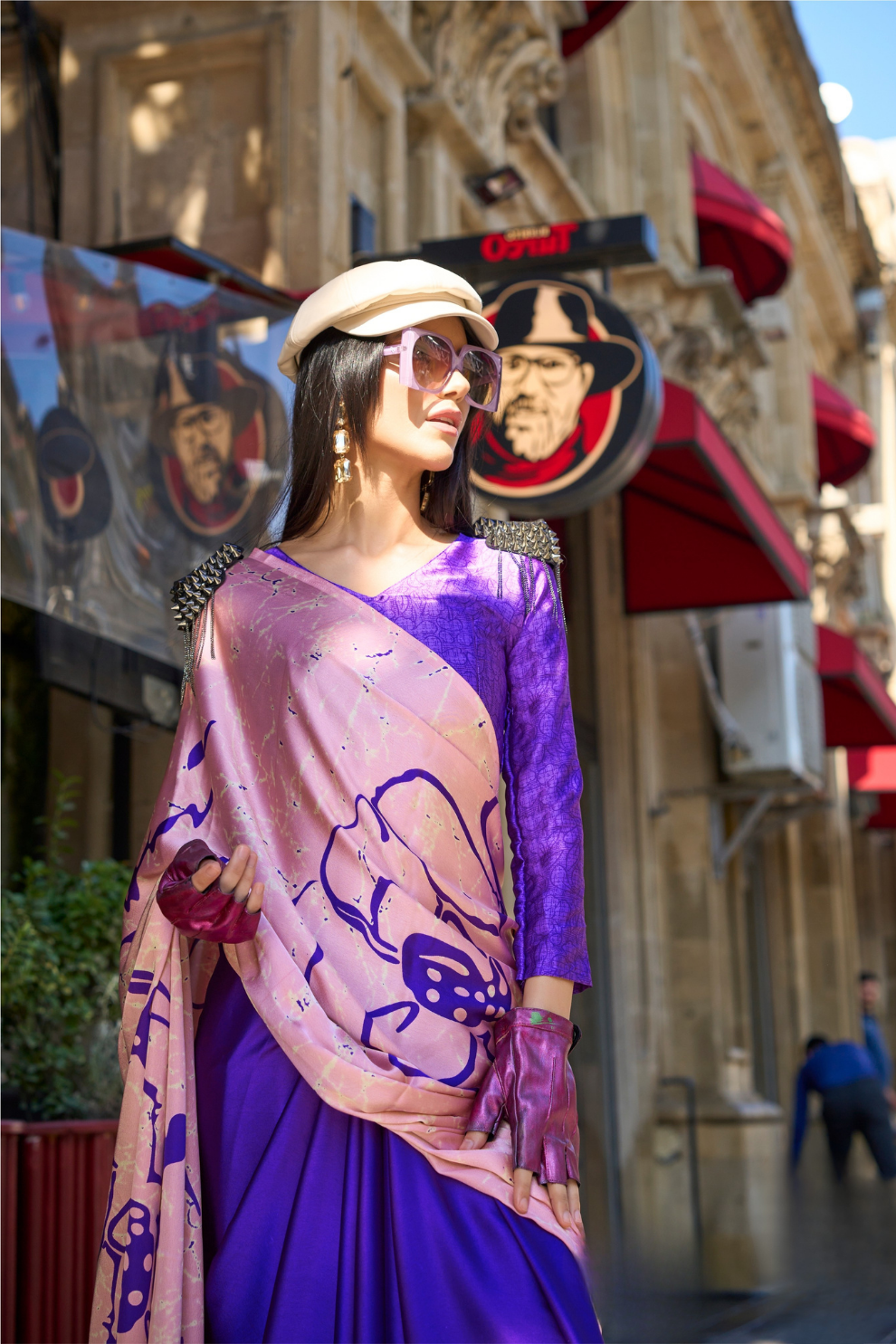 Printed Satin Crepe Saree with Soft Silky Fall and Shine