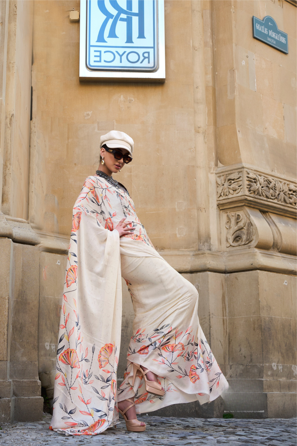 Printed Satin Crepe Saree with Soft Silky Fall and Shine