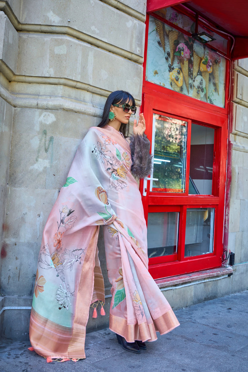 Satin Organza Saree with Elegant Weaving Touch