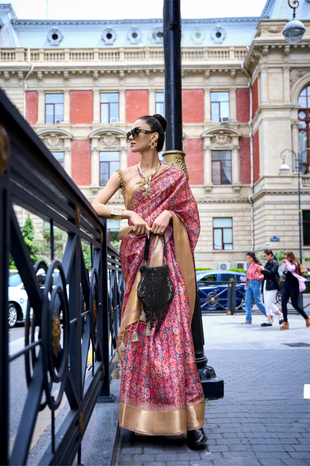 Satin Organza Saree with Elegant Weaving Touch