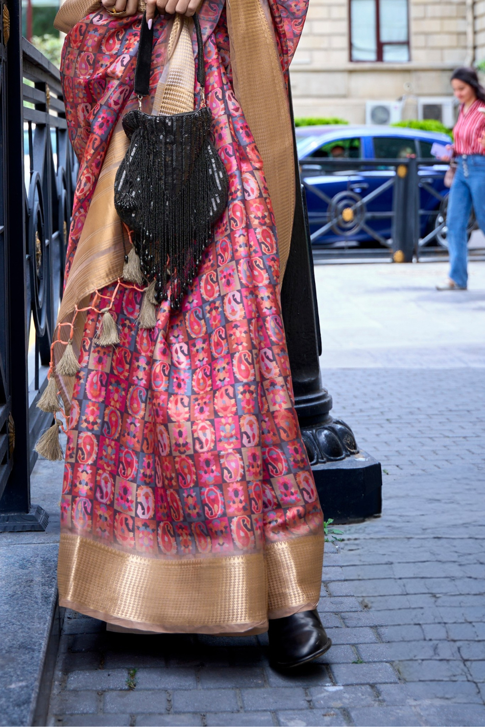 Satin Organza Saree with Elegant Weaving Touch