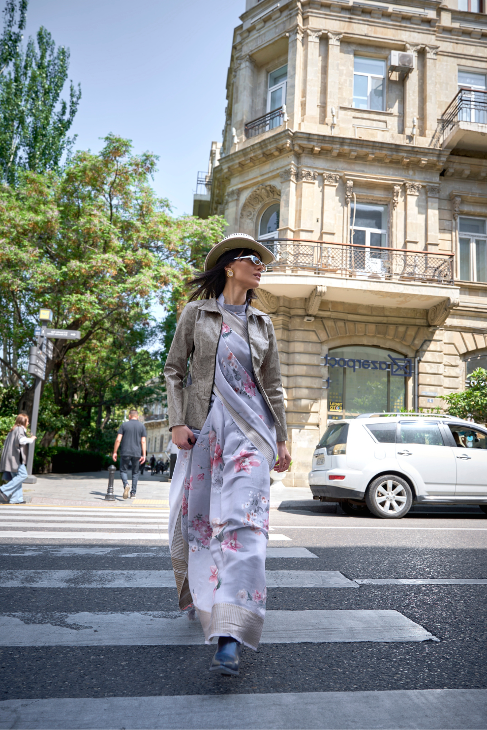 Satin Organza Saree with Elegant Weaving Touch