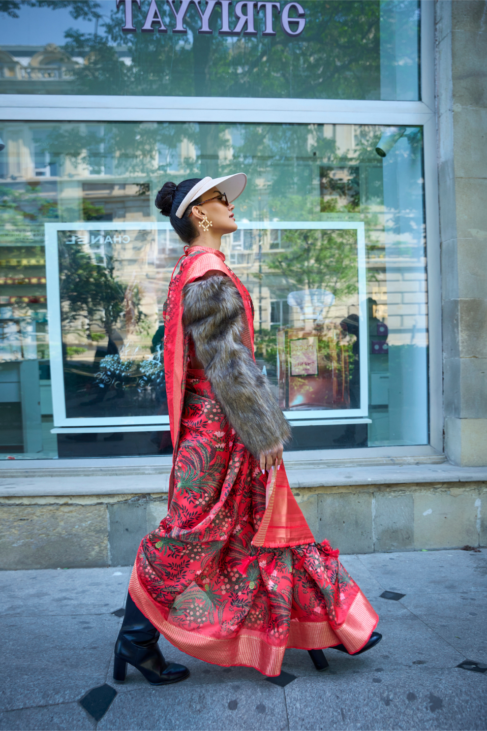 Satin Organza Saree with Elegant Weaving Touch