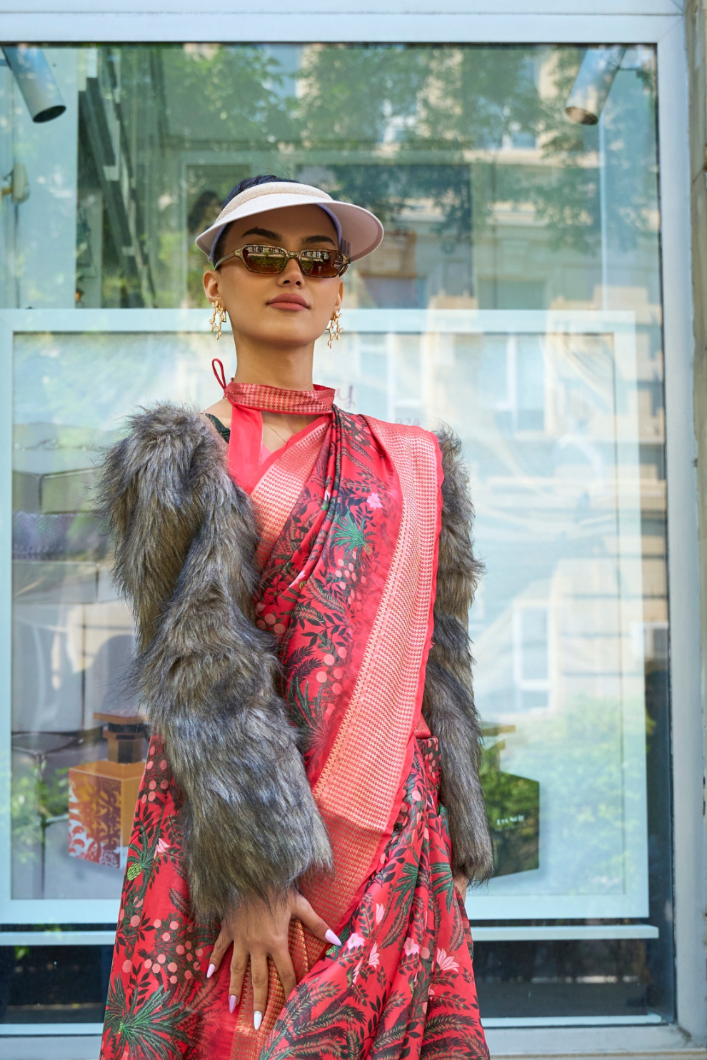 Satin Organza Saree with Elegant Weaving Touch