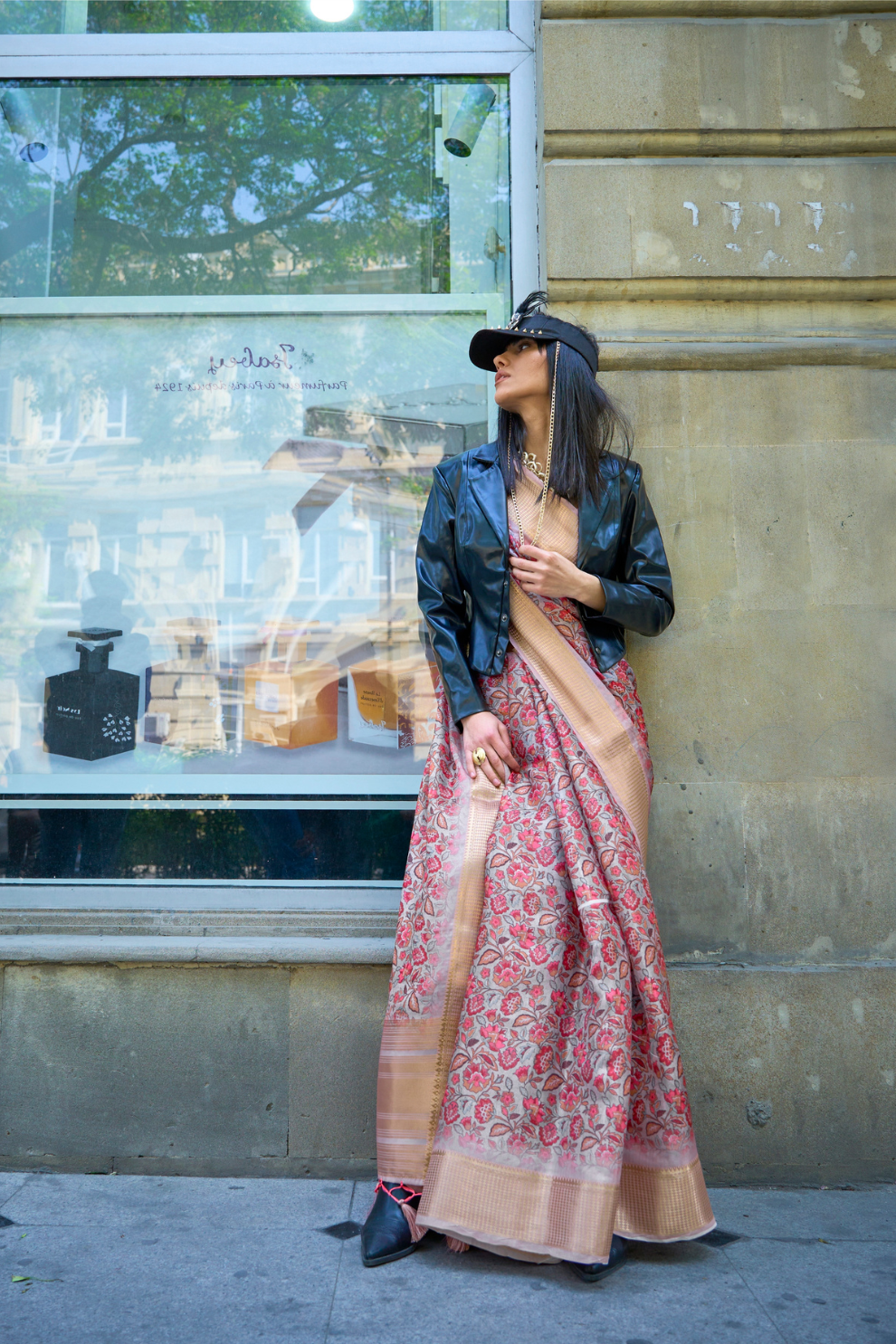 Satin Organza Saree with Elegant Weaving Touch