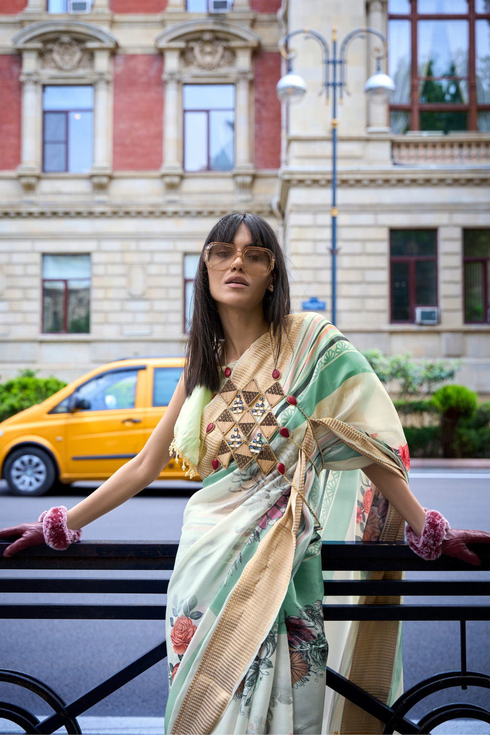 Satin Organza Saree with Elegant Weaving Touch