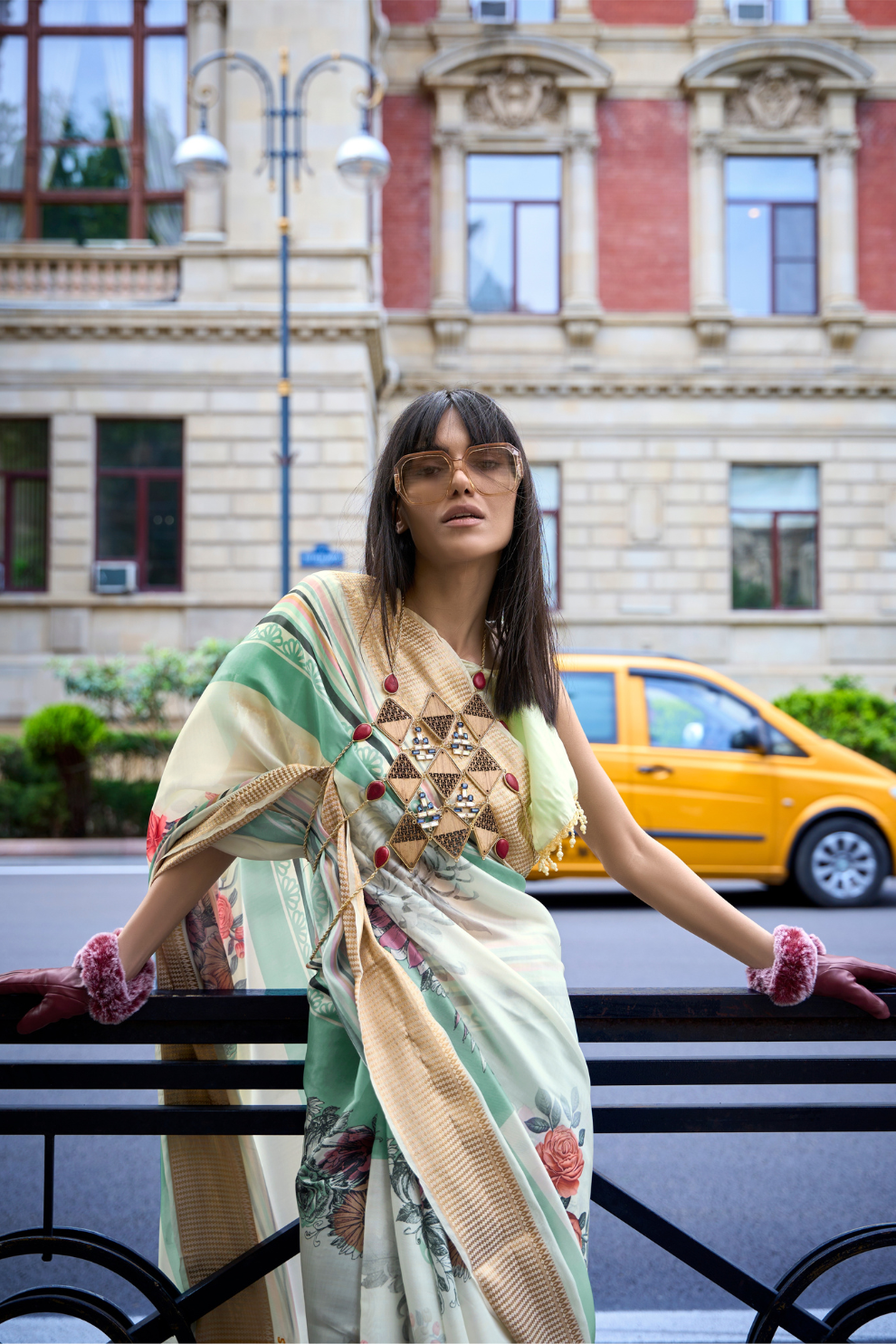 Satin Organza Saree with Elegant Weaving Touch