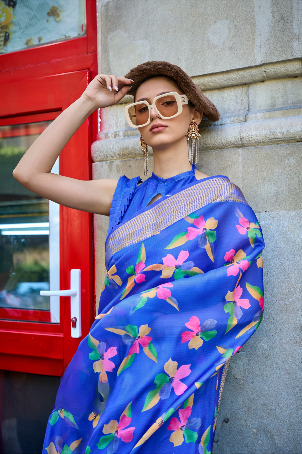 Satin Organza Saree with Elegant Weaving Touch