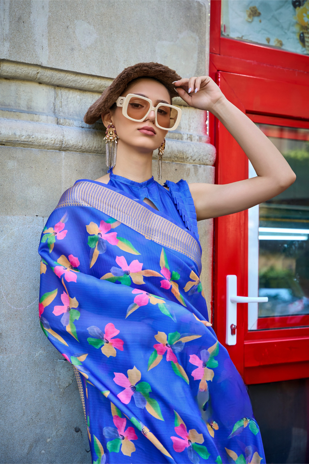 Satin Organza Saree with Elegant Weaving Touch