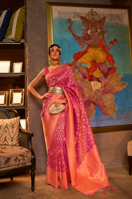 Elegant Pure Chaap Silk Saree with Weaving Detailing