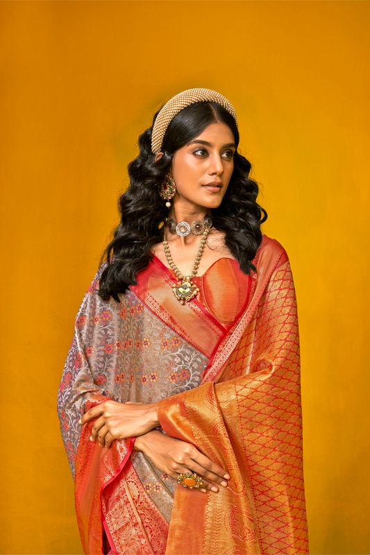 Pure Dharmavaram Silk Saree with Handloom Weaving Craft