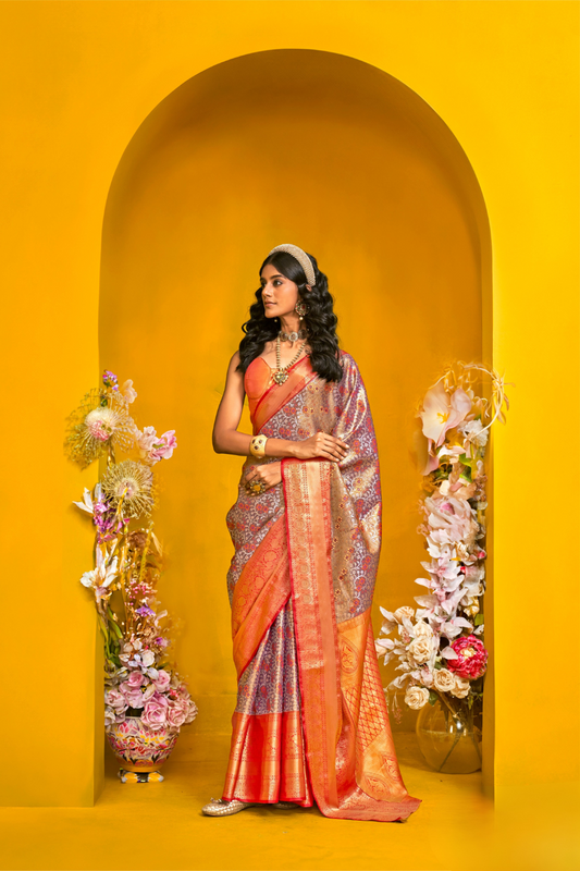 Pure Dharmavaram Silk Saree with Handloom Weaving Craft