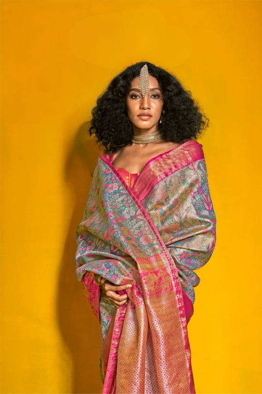 Pure Dharmavaram Silk Saree with Handloom Weaving Craft