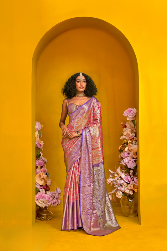 Pure Dharmavaram Silk Saree with Handloom Weaving Craft