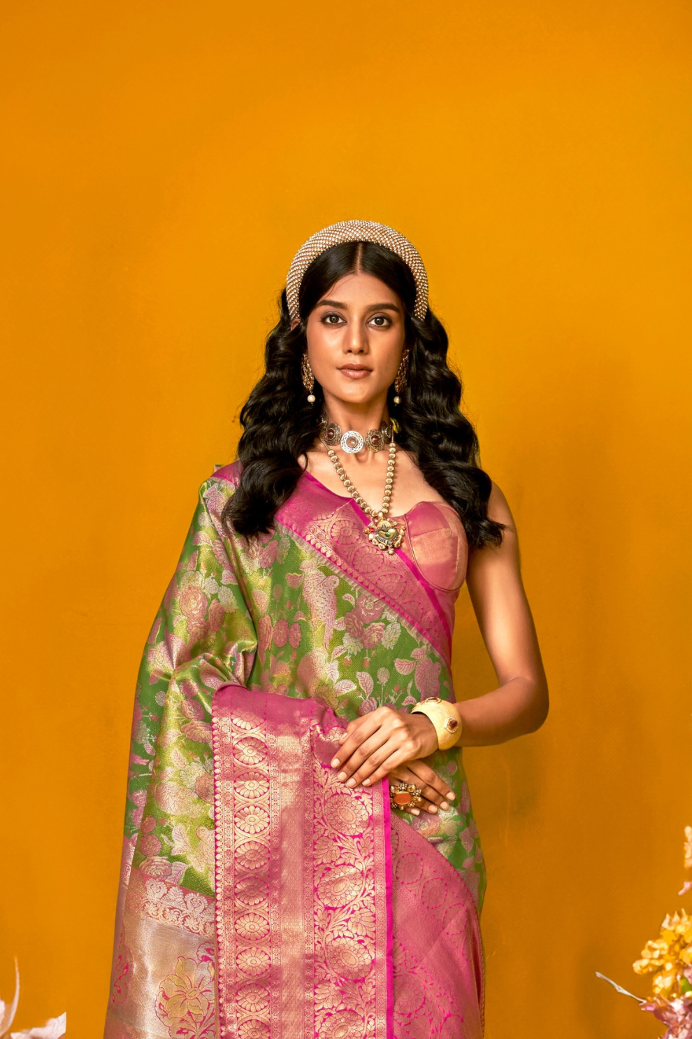 Pure Dharmavaram Silk Saree with Handloom Weaving Craft