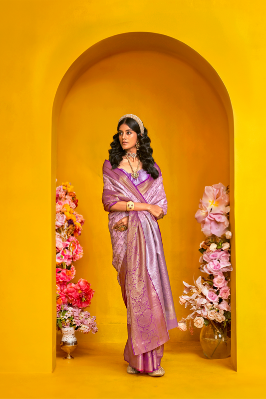 Pure Dharmavaram Silk Saree with Handloom Weaving Craft