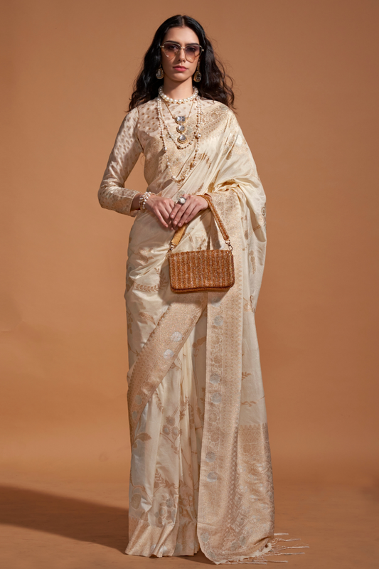 Pure Georgette Handloom Woven Silk Saree with Graceful Texture