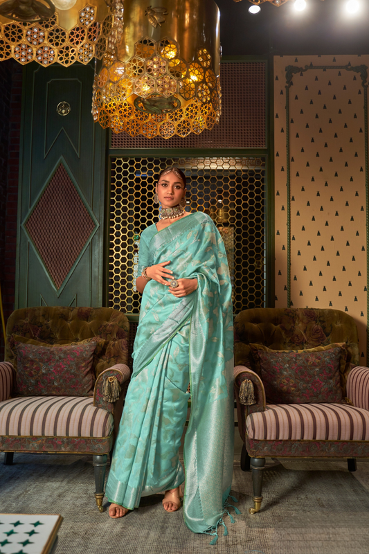 Banarasi Saree with Contrast Border and Traditional Weaving