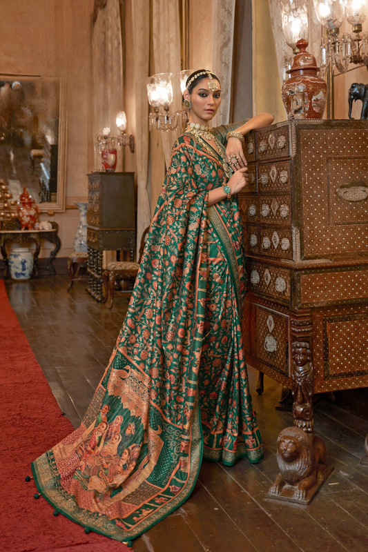 Handcrafted Patola Silk Saree with Traditional Design Motifs