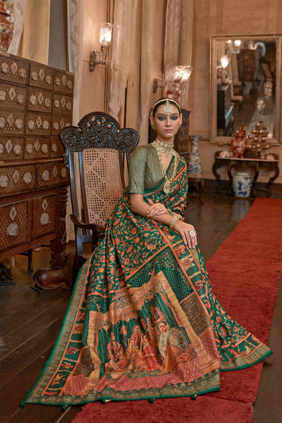Handcrafted Patola Silk Saree with Traditional Design Motifs