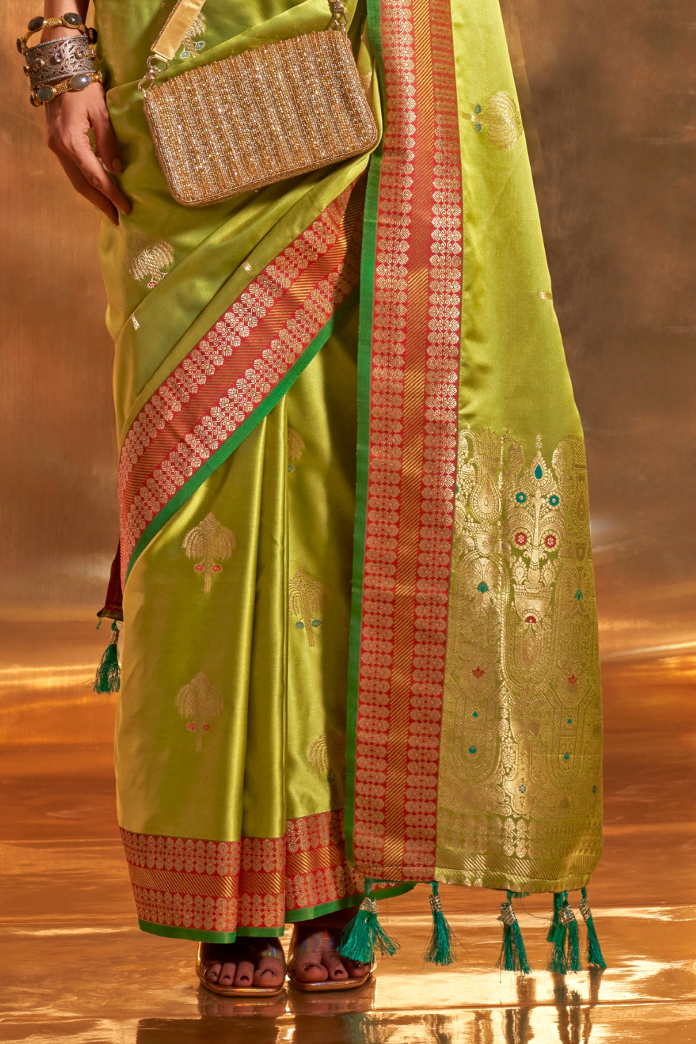 Woven Zari Satin Banarasi Silk Saree with Rich Traditional Detailing