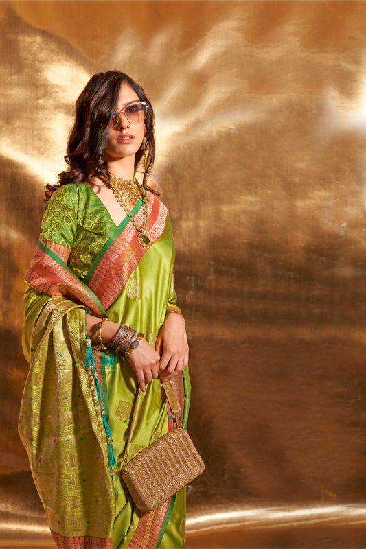 Woven Zari Satin Banarasi Silk Saree with Rich Traditional Detailing